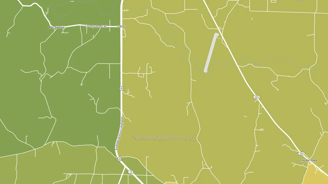 Isbell, AL block-group voter-turnout map