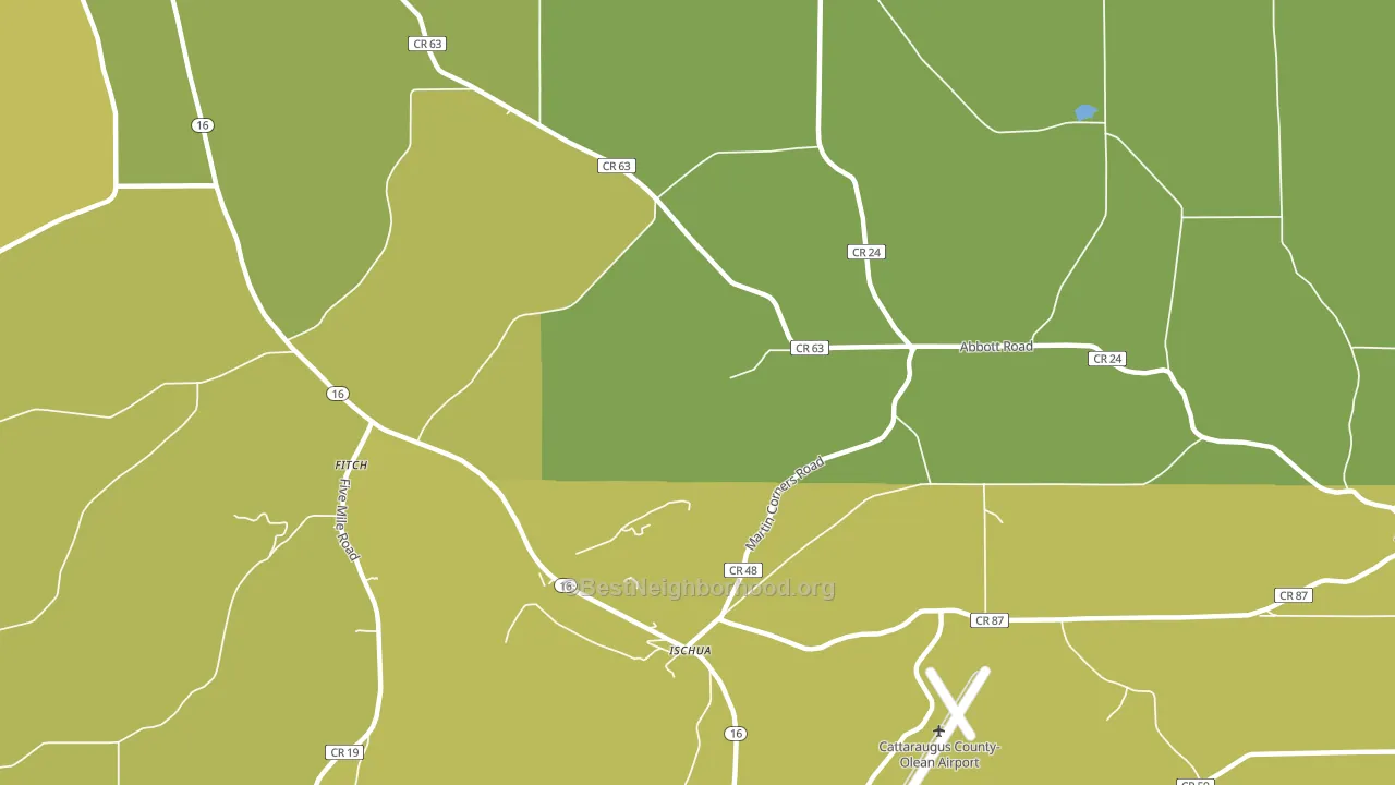 Ischua, NY block-group voter-turnout map
