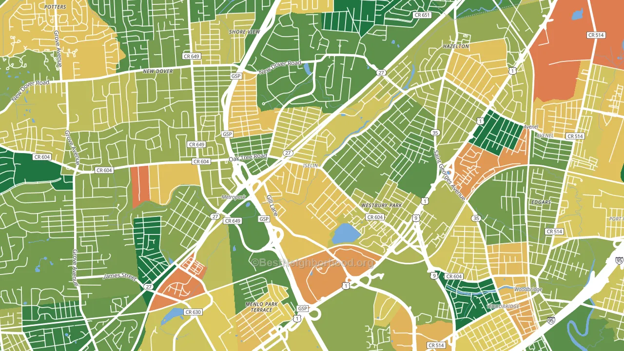 Iselin, NJ block-group voter-turnout map