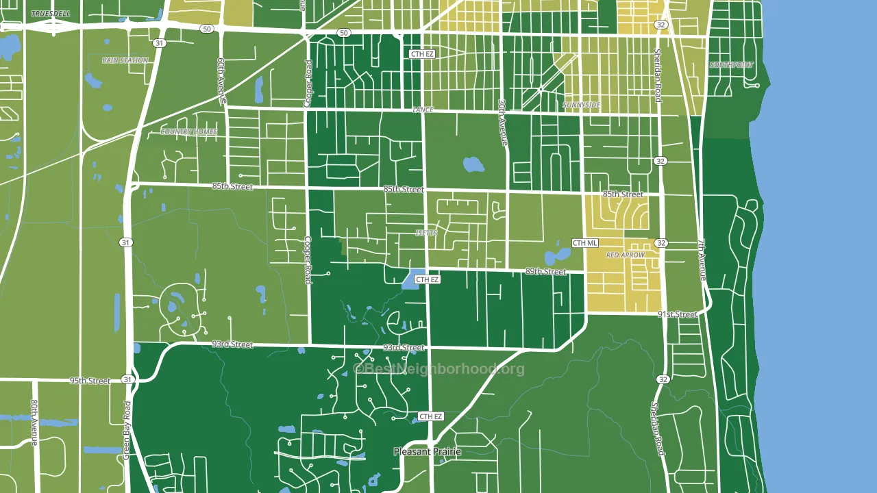 Isetts, Kenosha, WI block-group voter-turnout map