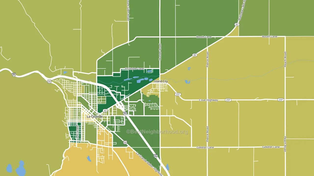 Island City, OR block-group voter-turnout map