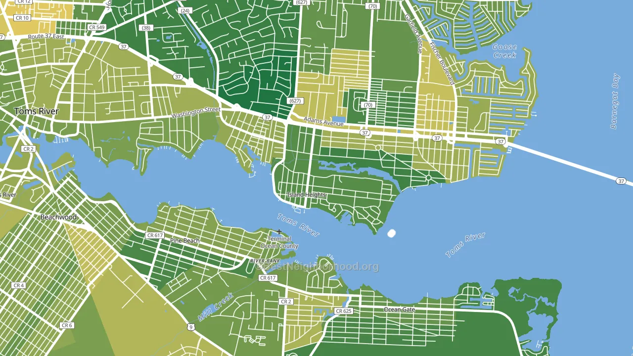 Island Heights, NJ block-group voter-turnout map