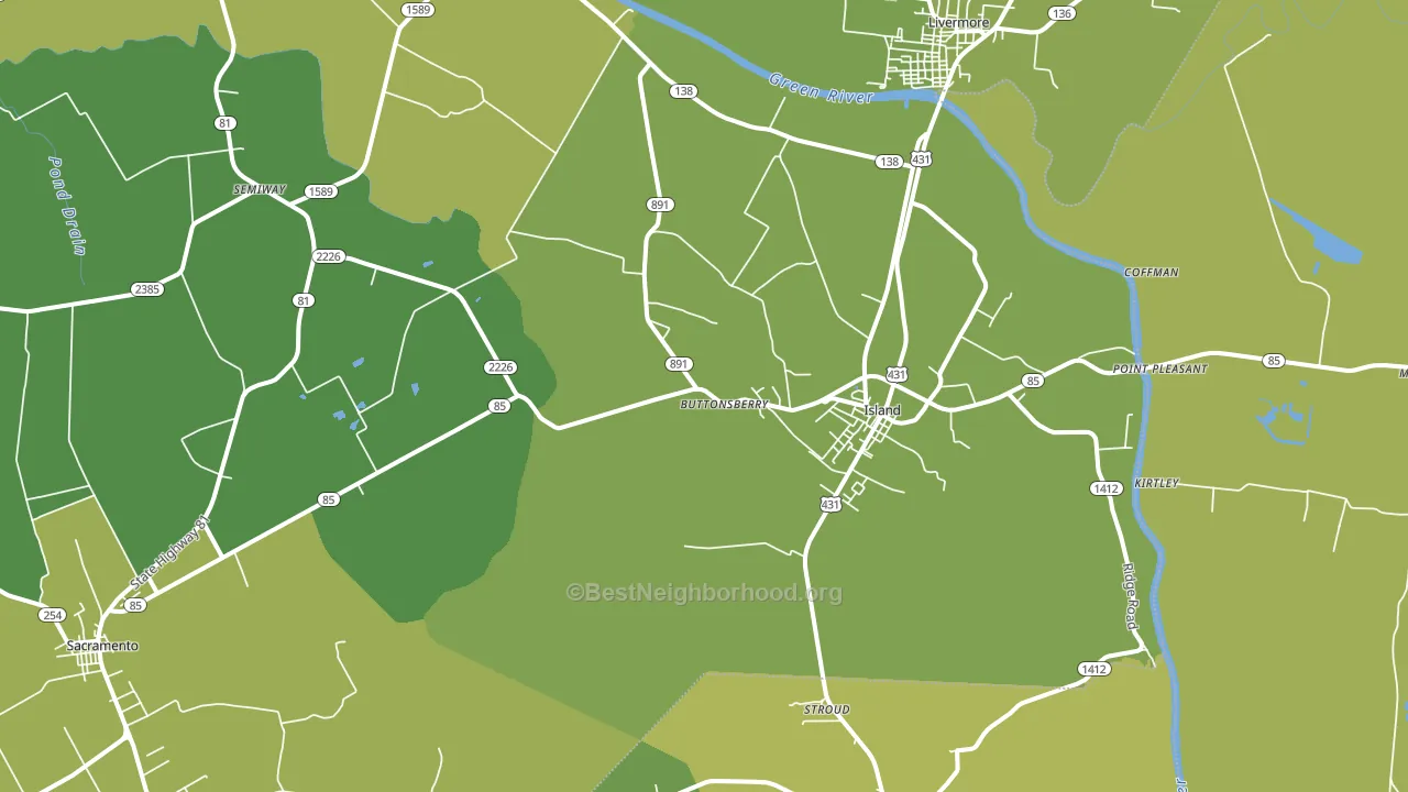 Island, KY block-group voter-turnout map