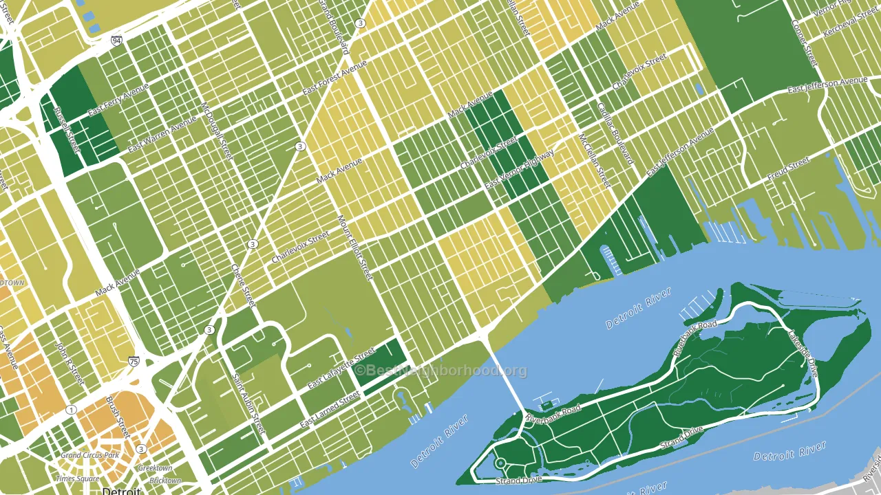 Islandview, Detroit, MI block-group voter-turnout map
