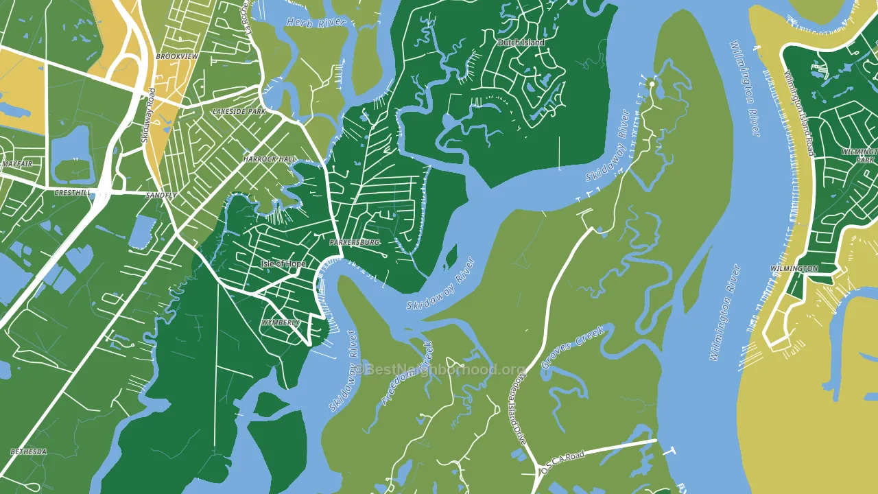 Isle of Hope, GA block-group voter-turnout map