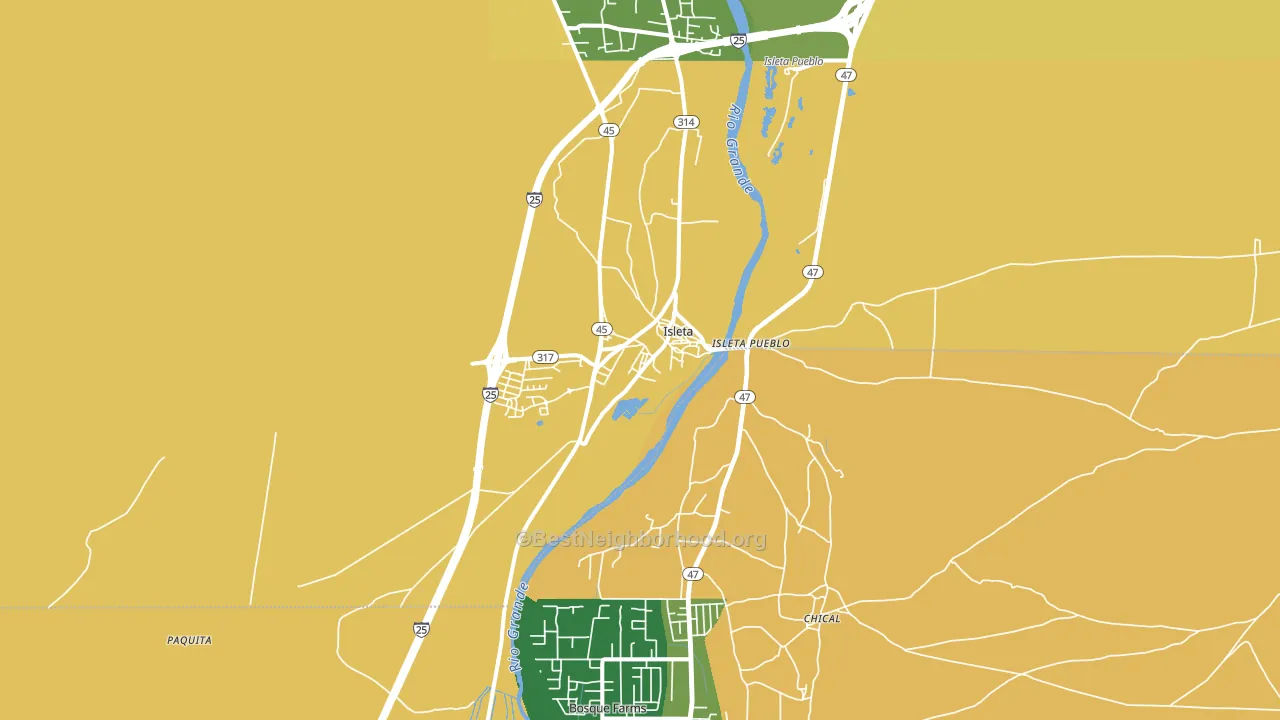 Isleta, NM block-group voter-turnout map