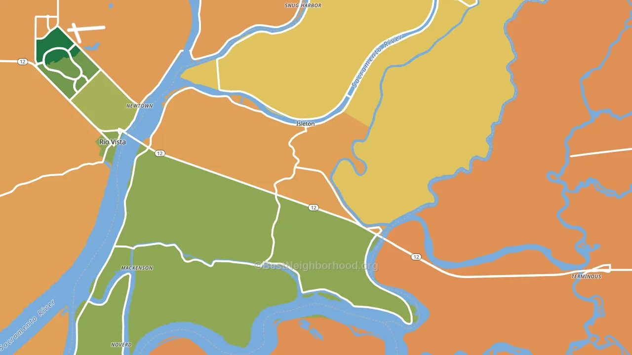 Isleton, CA block-group voter-turnout map