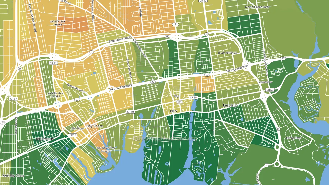 Islip, NY block-group voter-turnout map