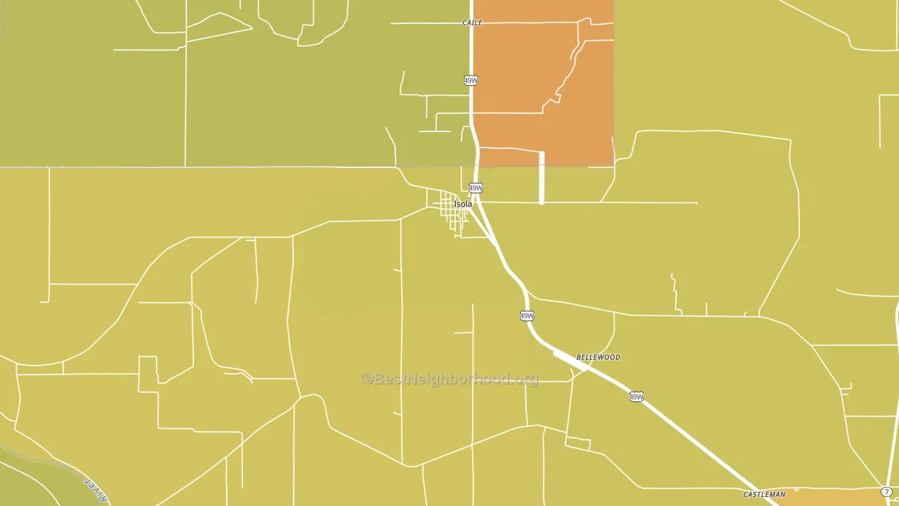 Isola, MS block-group voter-turnout map