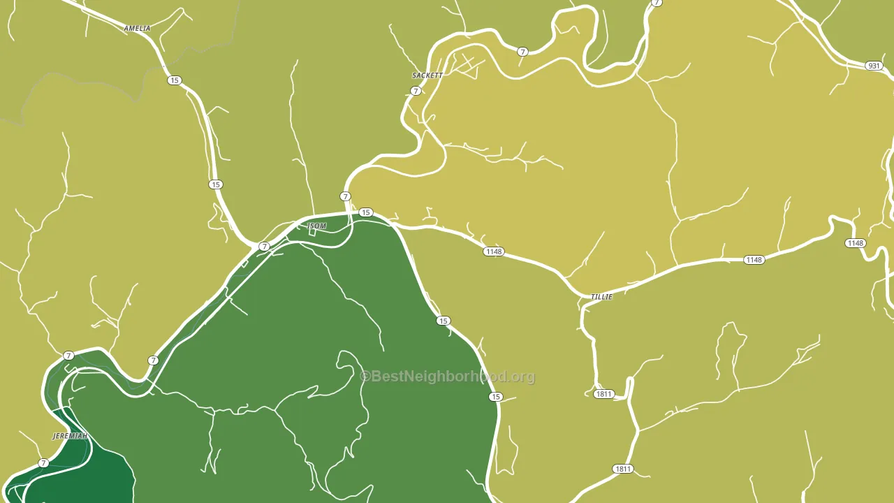 Isom, KY block-group voter-turnout map