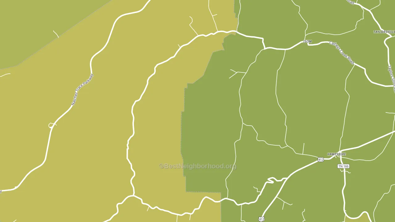Isom, TN block-group voter-turnout map