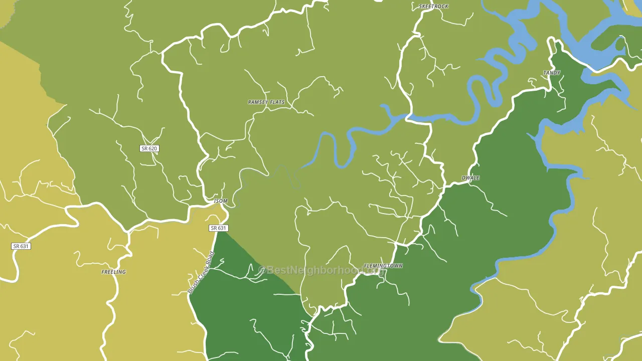 Isom, VA block-group voter-turnout map