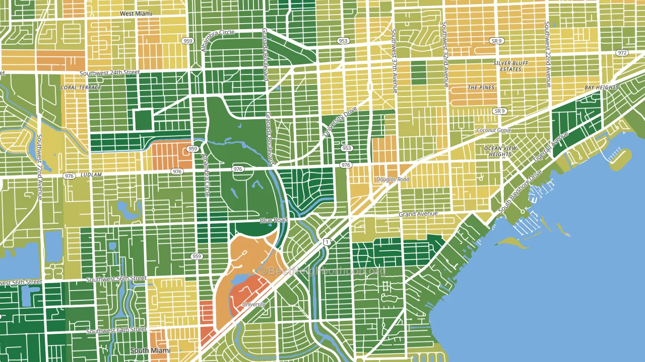 Italian Village, Coral Gables, FL block-group voter-turnout map