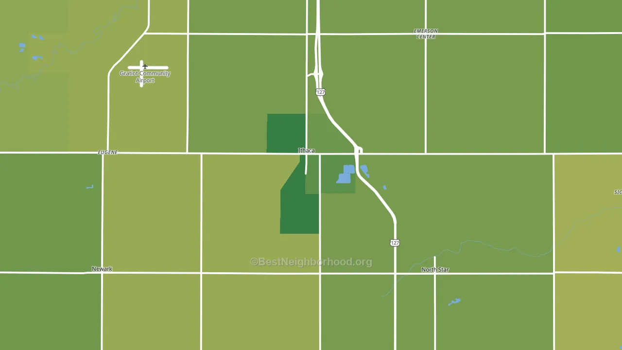 Ithaca, MI block-group voter-turnout map