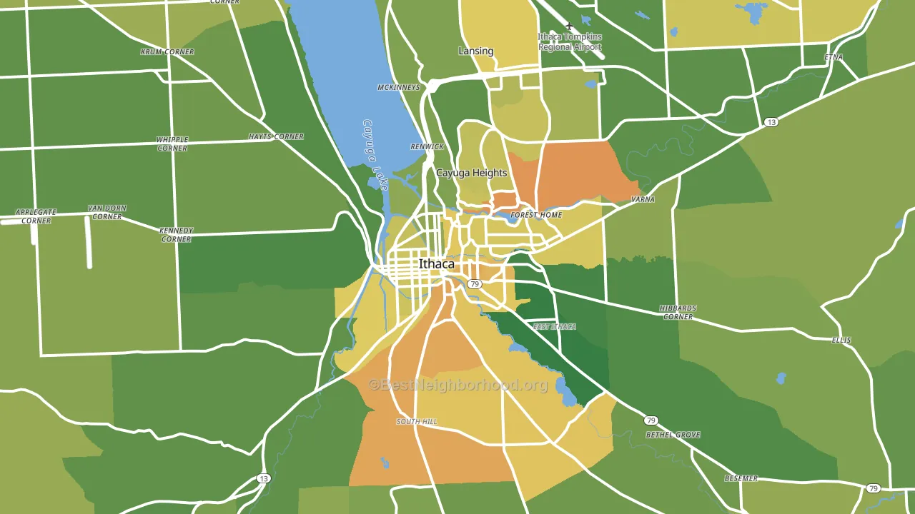 Ithaca, NY block-group voter-turnout map