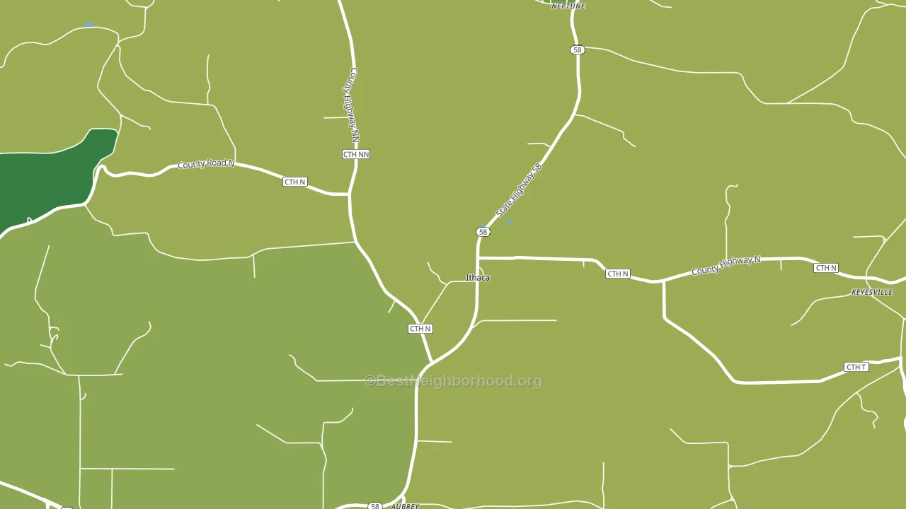 Ithaca, WI block-group voter-turnout map