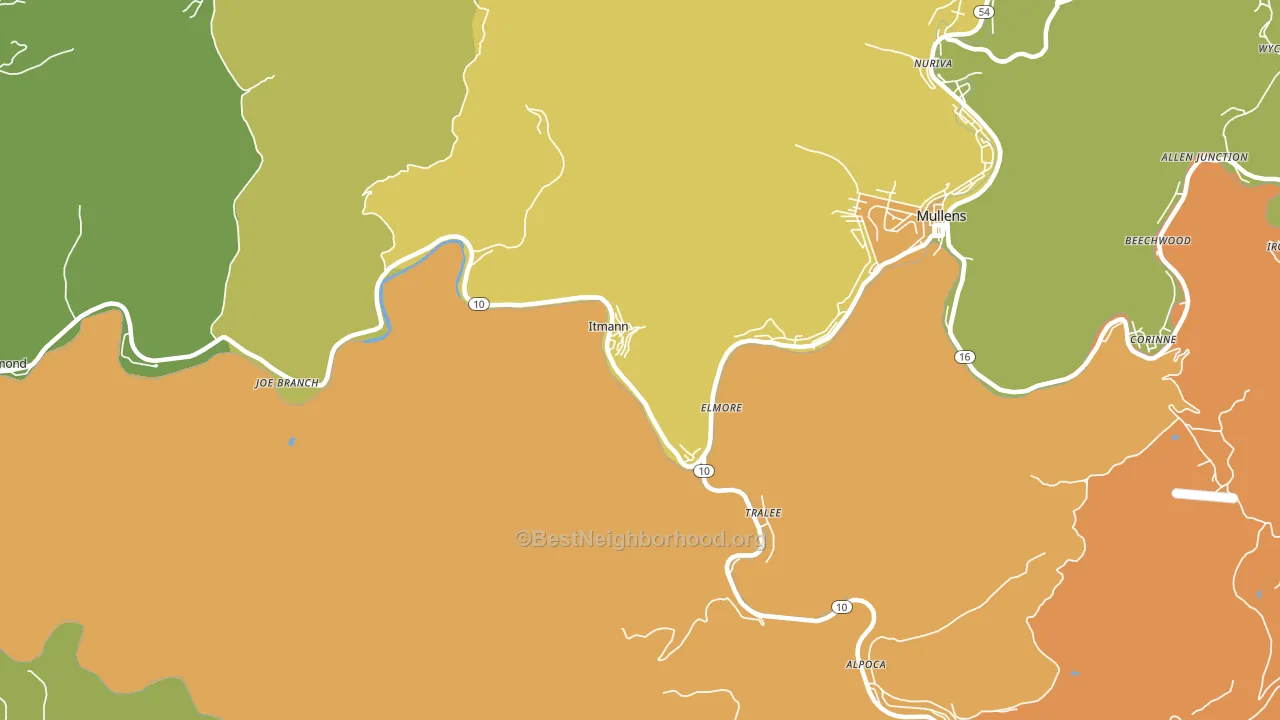 Itmann, WV block-group voter-turnout map