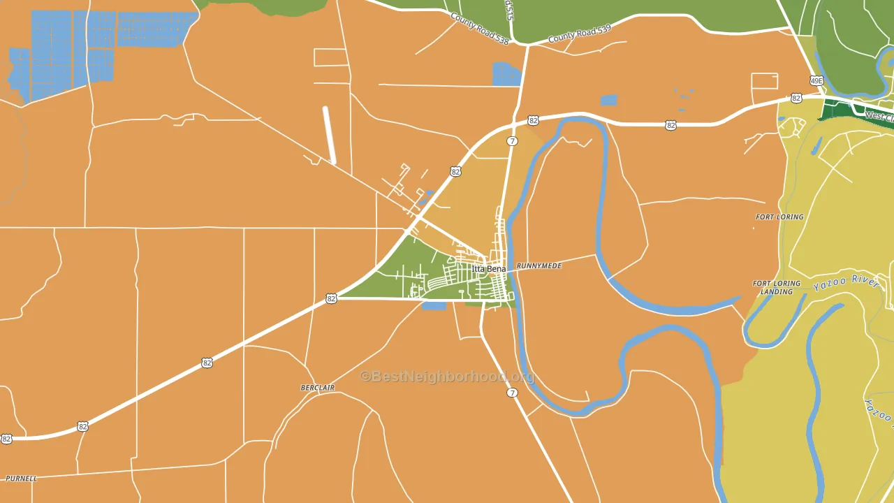 Itta Bena, MS block-group voter-turnout map