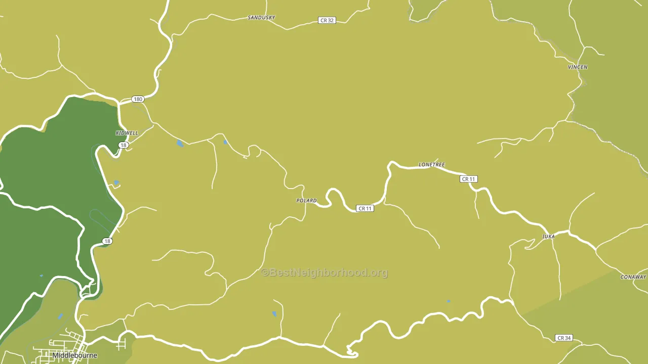 Iuka, WV block-group voter-turnout map