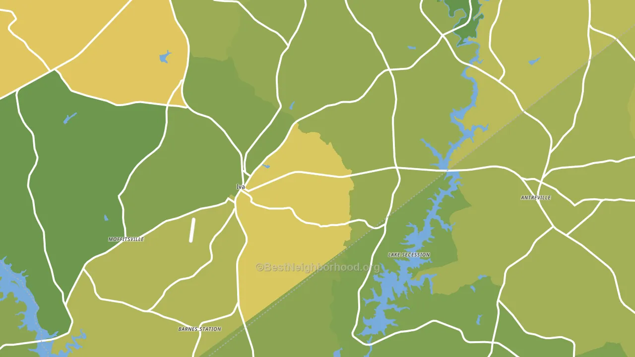 Iva, SC block-group voter-turnout map