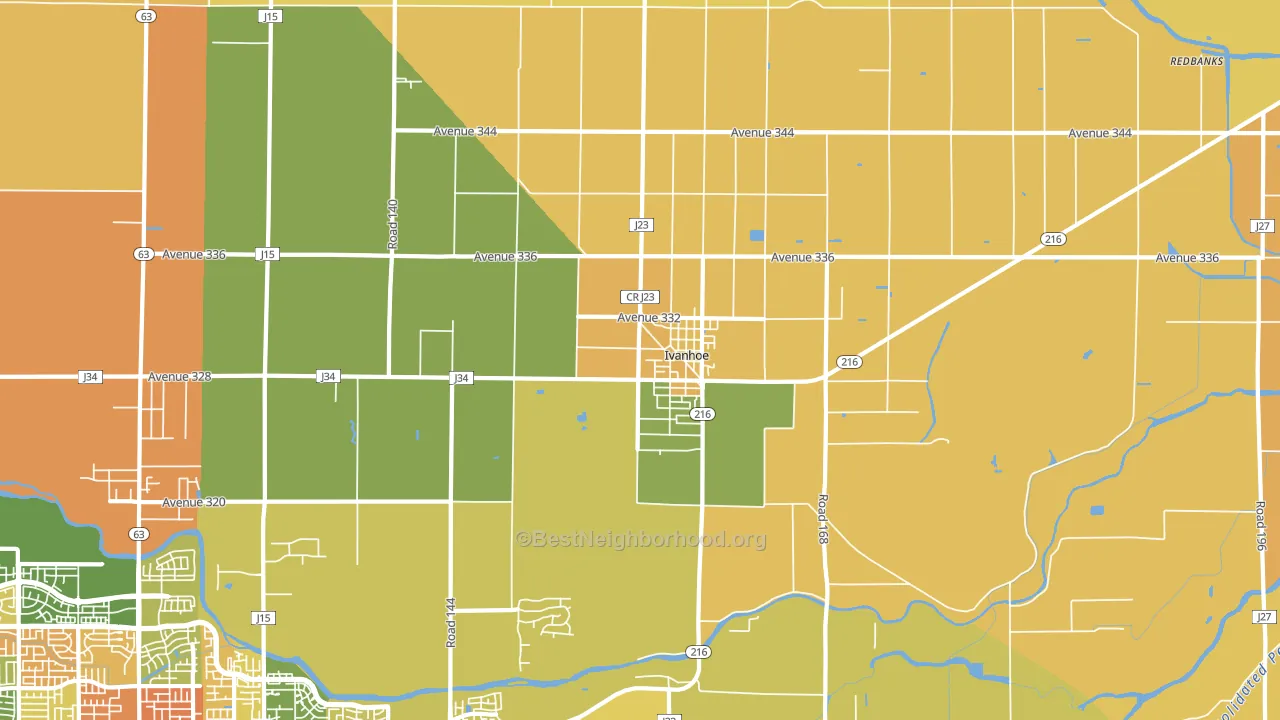 Ivanhoe, CA block-group voter-turnout map