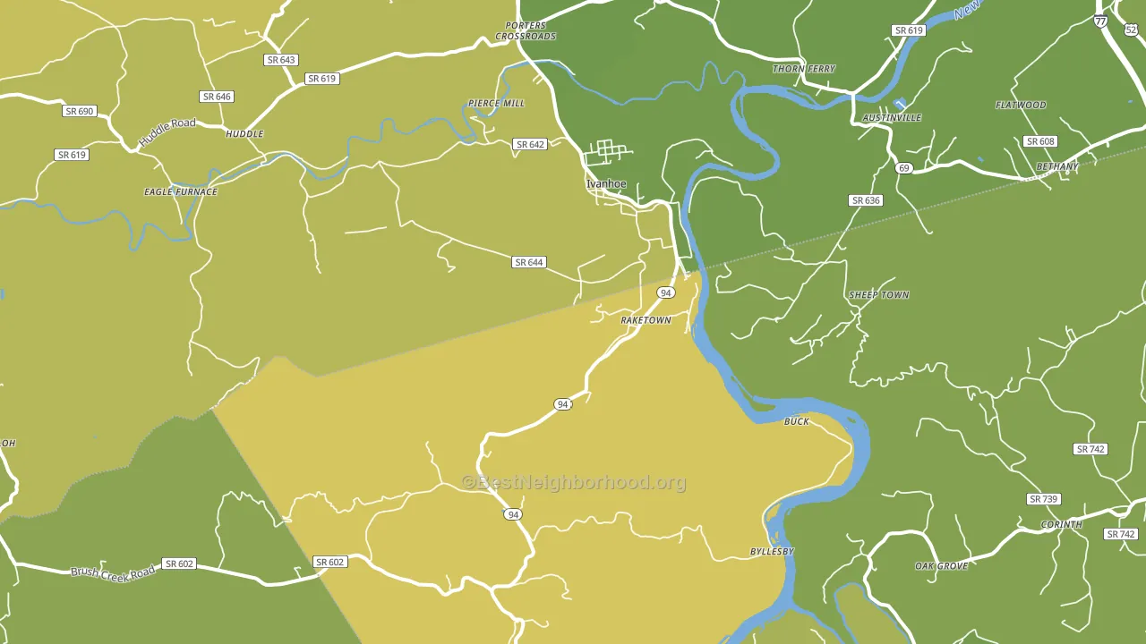 Ivanhoe, VA block-group voter-turnout map