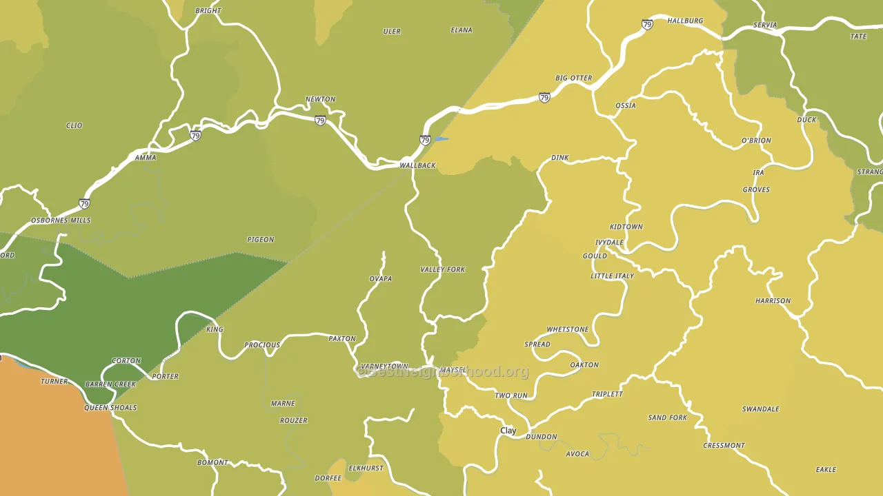 Ivydale, WV block-group voter-turnout map