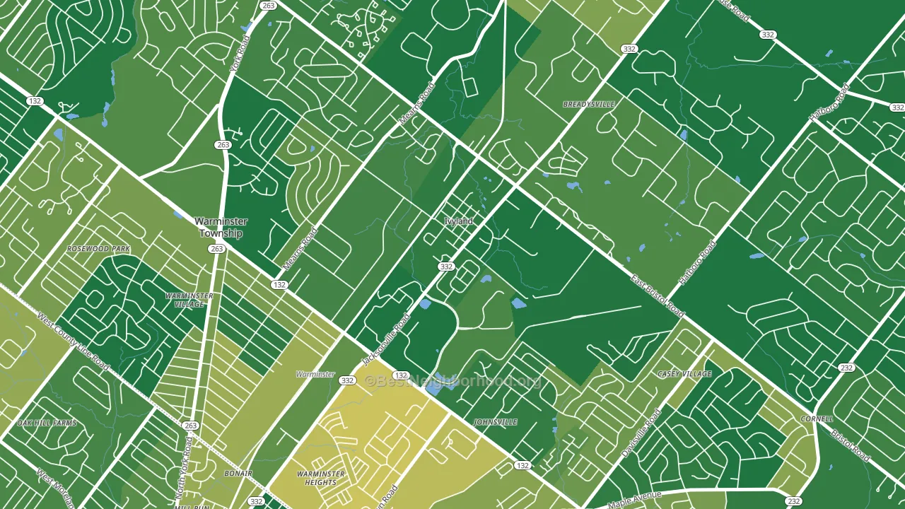 Ivyland, PA block-group voter-turnout map