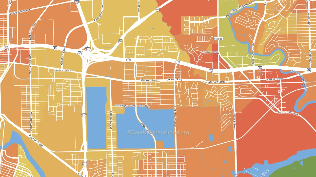 Jacinto City, TX block-group voter-turnout map