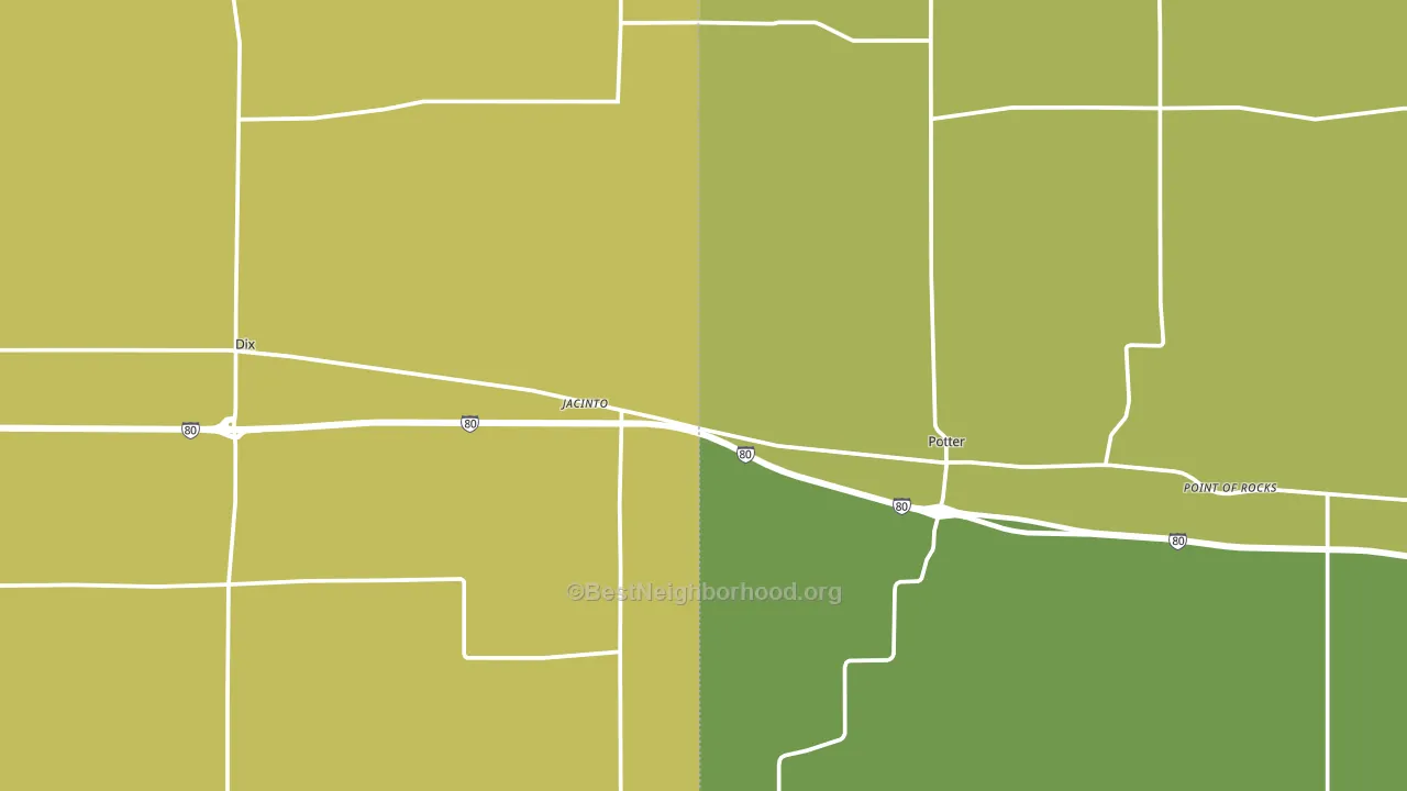 Jacinto, NE block-group voter-turnout map