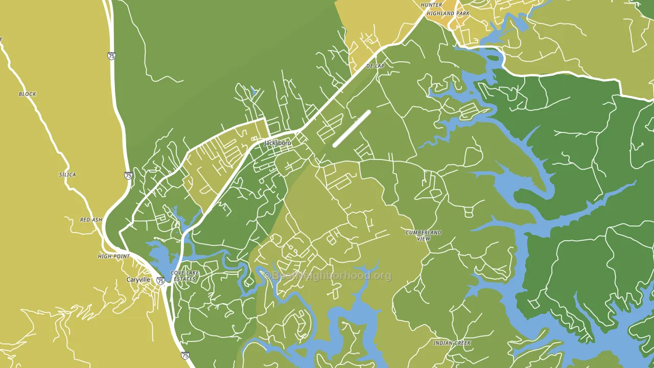 Jacksboro, TN block-group voter-turnout map
