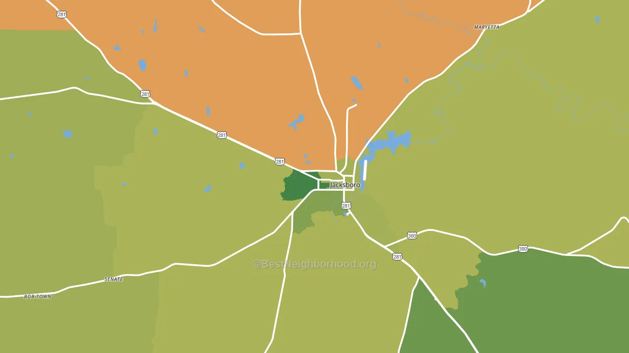 Jacksboro, TX block-group voter-turnout map