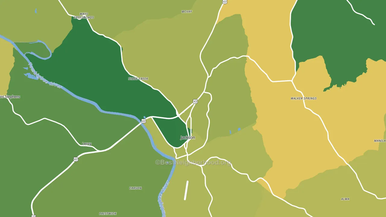 Jackson, AL block-group voter-turnout map