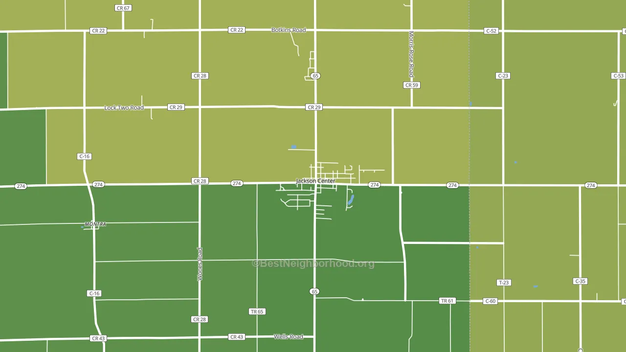 Jackson Center, OH block-group voter-turnout map