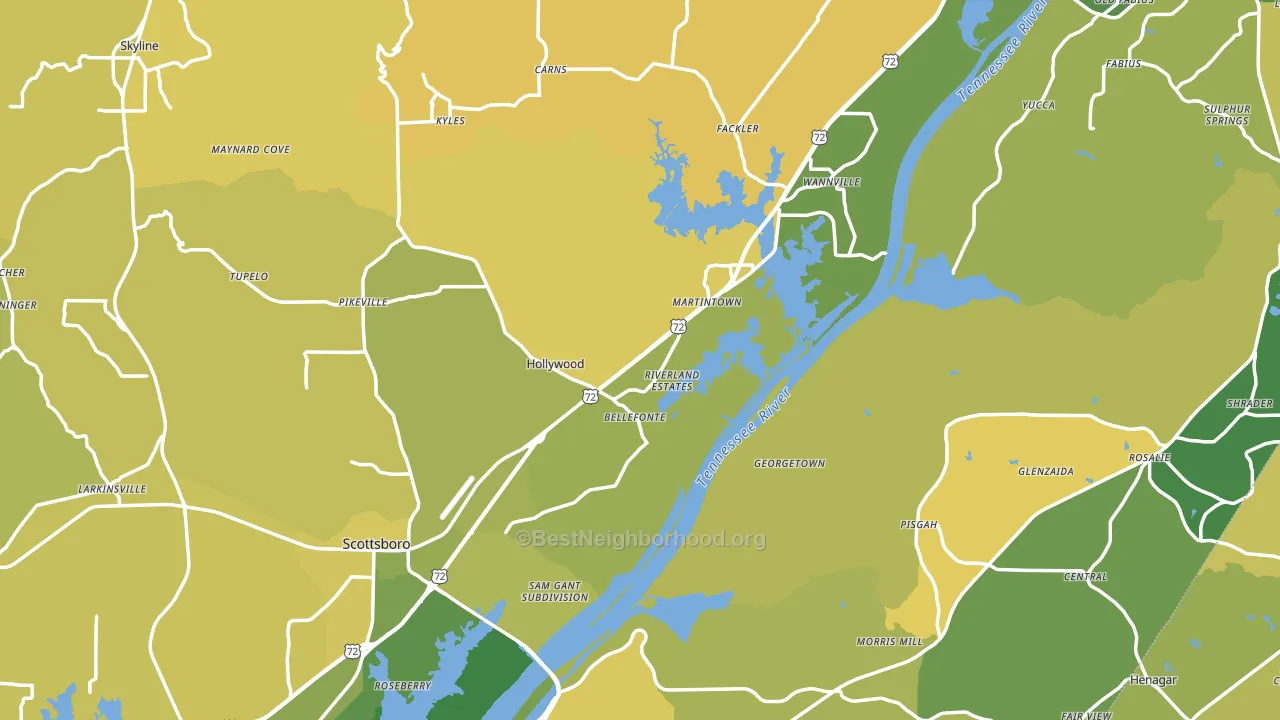 Jackson County, AL block-group voter-turnout map