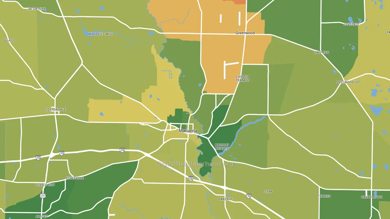 Jackson County, FL block-group voter-turnout map