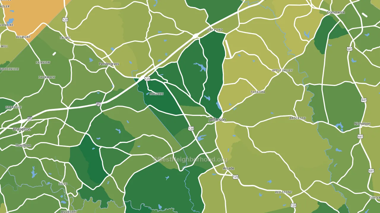 Jackson County, GA block-group voter-turnout map