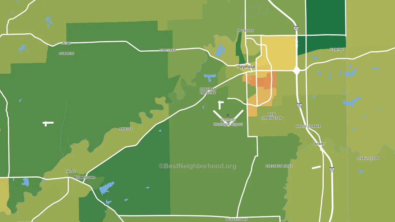 Jackson County, IN block-group voter-turnout map