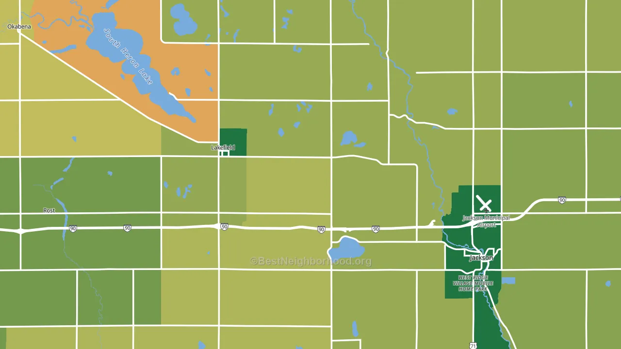 Jackson County, MN block-group voter-turnout map