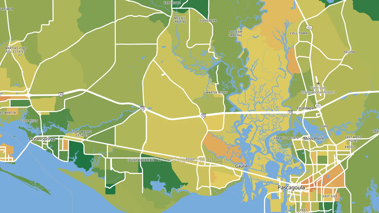 Jackson County, MS block-group voter-turnout map