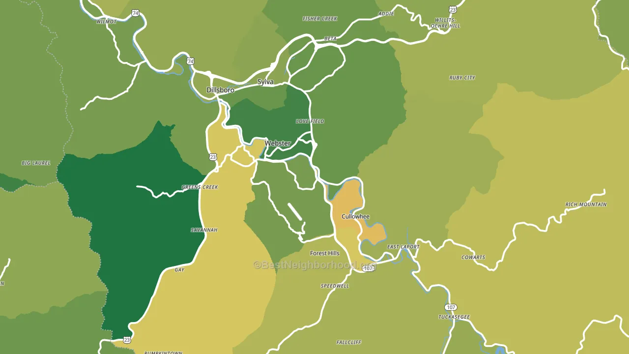 Jackson County, NC block-group voter-turnout map