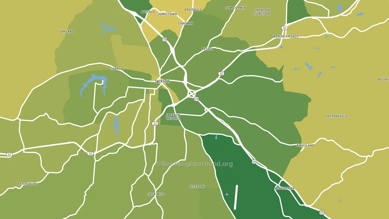 Jackson County, OH block-group voter-turnout map
