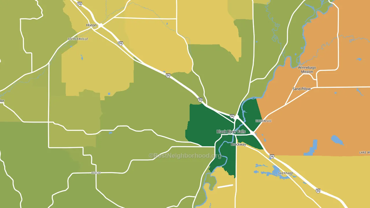 Jackson County, WI block-group voter-turnout map