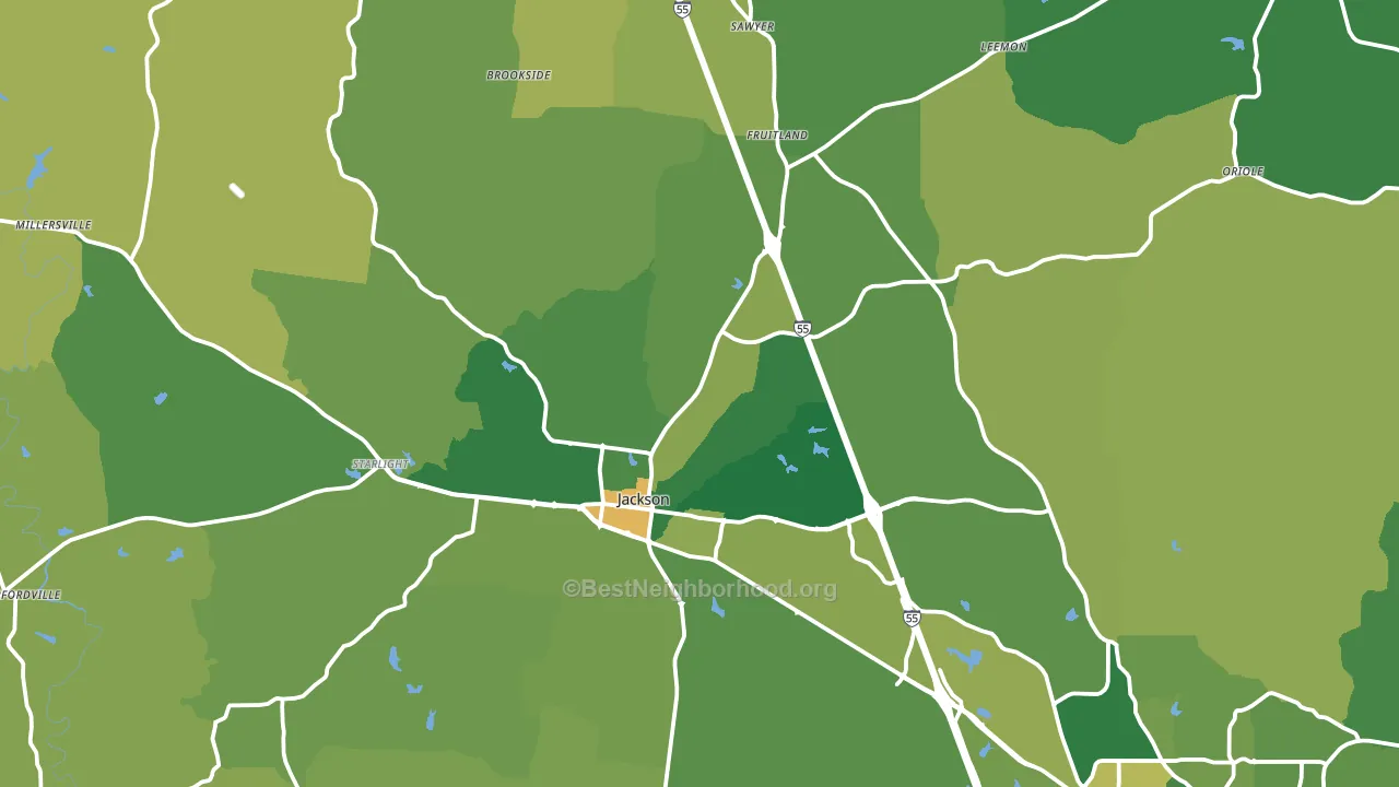 Jackson, MO block-group voter-turnout map