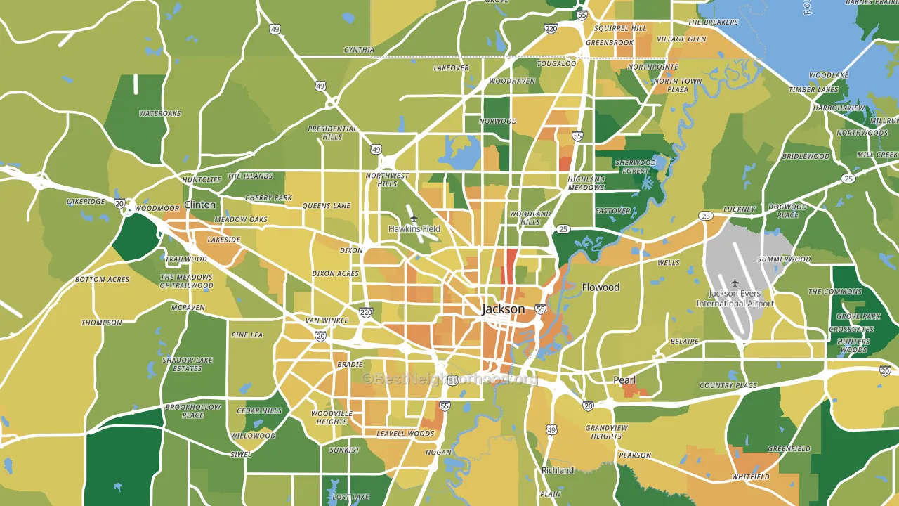 Jackson, MS block-group voter-turnout map