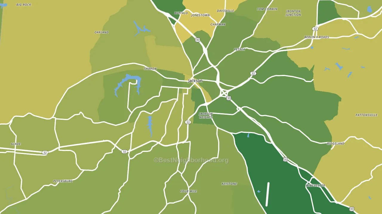 Jackson, OH block-group voter-turnout map