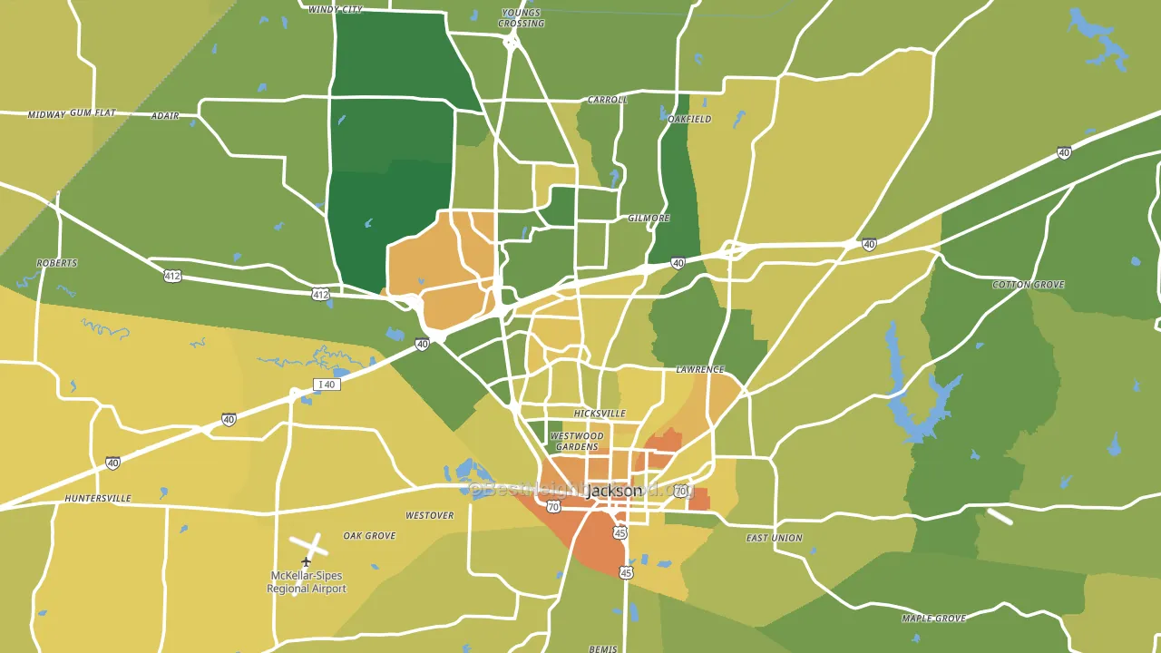 Jackson, TN block-group voter-turnout map