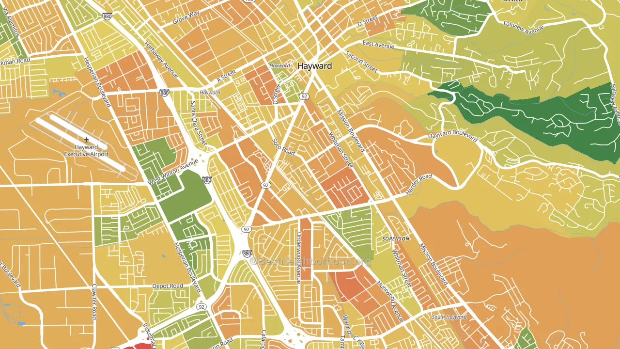 Jackson Triangle, Hayward, CA block-group voter-turnout map