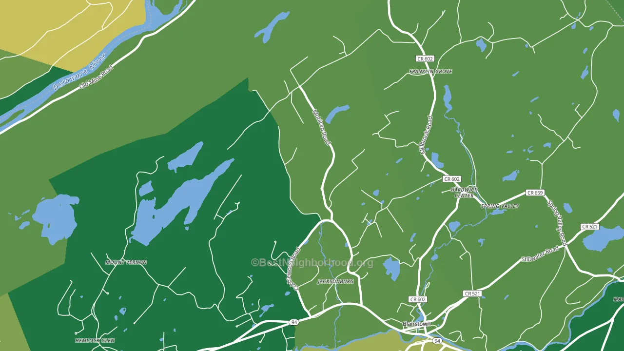 Jacksonburg, NJ block-group voter-turnout map