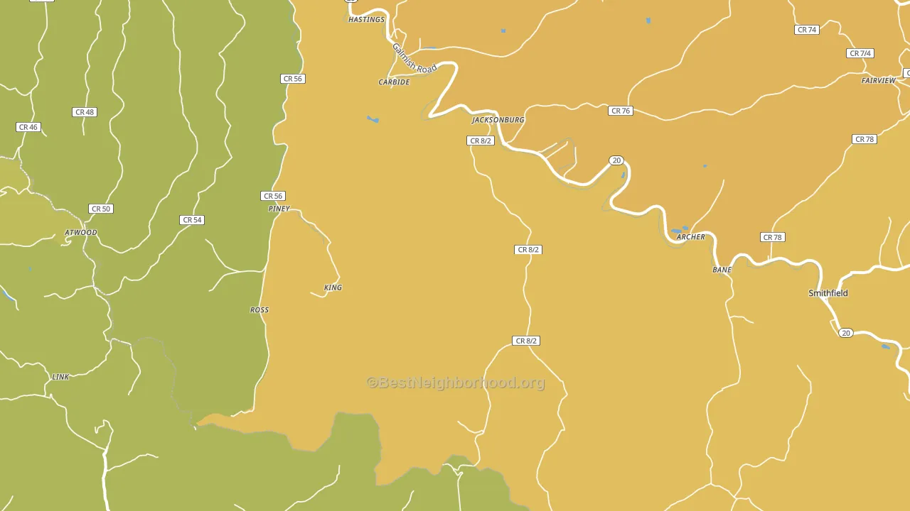 Jacksonburg, WV block-group voter-turnout map